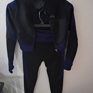 Black and Blue Textured Two-Piece Set